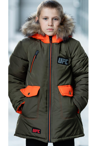 Зимняя куртка ФОСС д/мальч. (хаки+оранжевый)