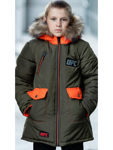 Зимняя куртка ФОСС д/мальч. (хаки+оранжевый)