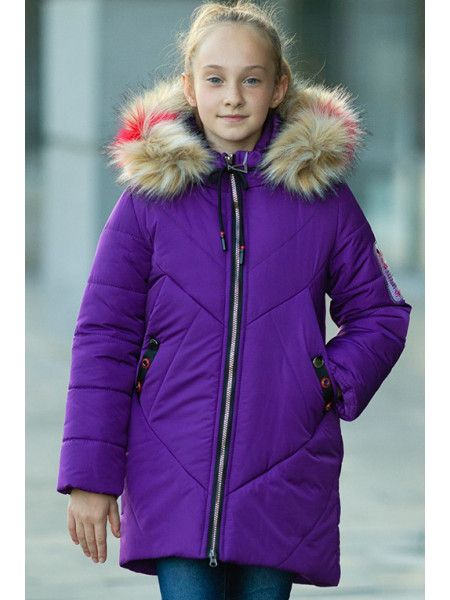 Зимнее пальто Ирада д/дев+снуд в комплекте (фиолетовый)
