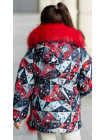 Зимняя куртка+маска ЛАВИ д/дев. (красный/абстракция)