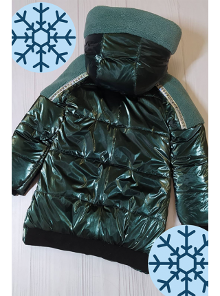 Зимняя куртка Аглая для девочки ( т.зеленый)