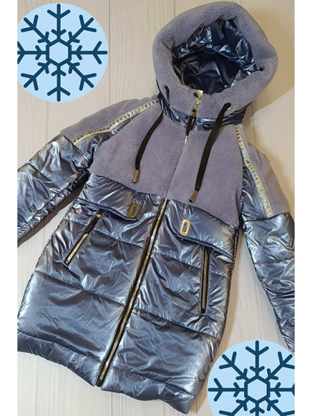 Зимняя куртка Аглая для девочки (металлик)