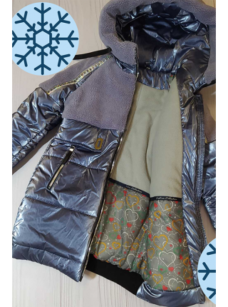 Зимняя куртка Аглая для девочки (металлик)