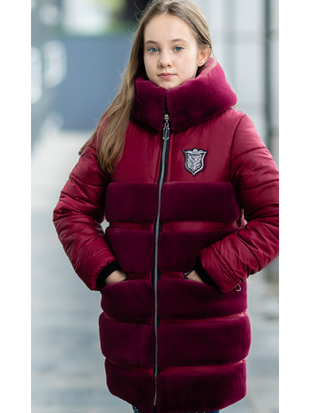 Зимняя куртка АВРОРА д/дев. (бордовый)