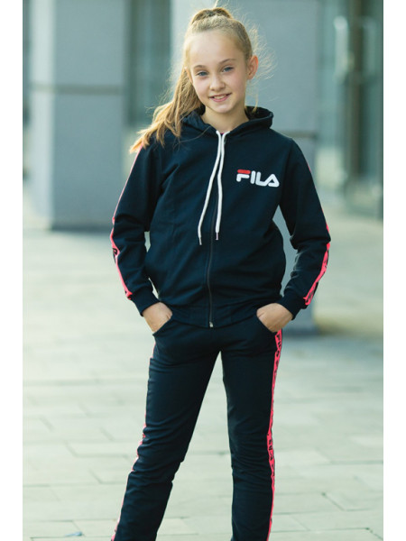 Детский спортивный костюм УМА д/дев. (черный+розовый)