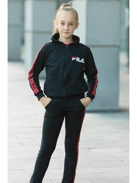 Детский спортивный костюм УМА д/дев. (черный+красный)