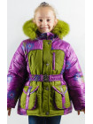 Зимняя куртка УСТИНЬЯ для девочки.(фиолетовый+яблоко)