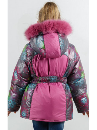 Зимняя куртка УСТИНЬЯ для девочки.(серый+розовый)