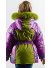 Зимняя куртка УСТИНЬЯ для девочки.(фиолетовый+яблоко)